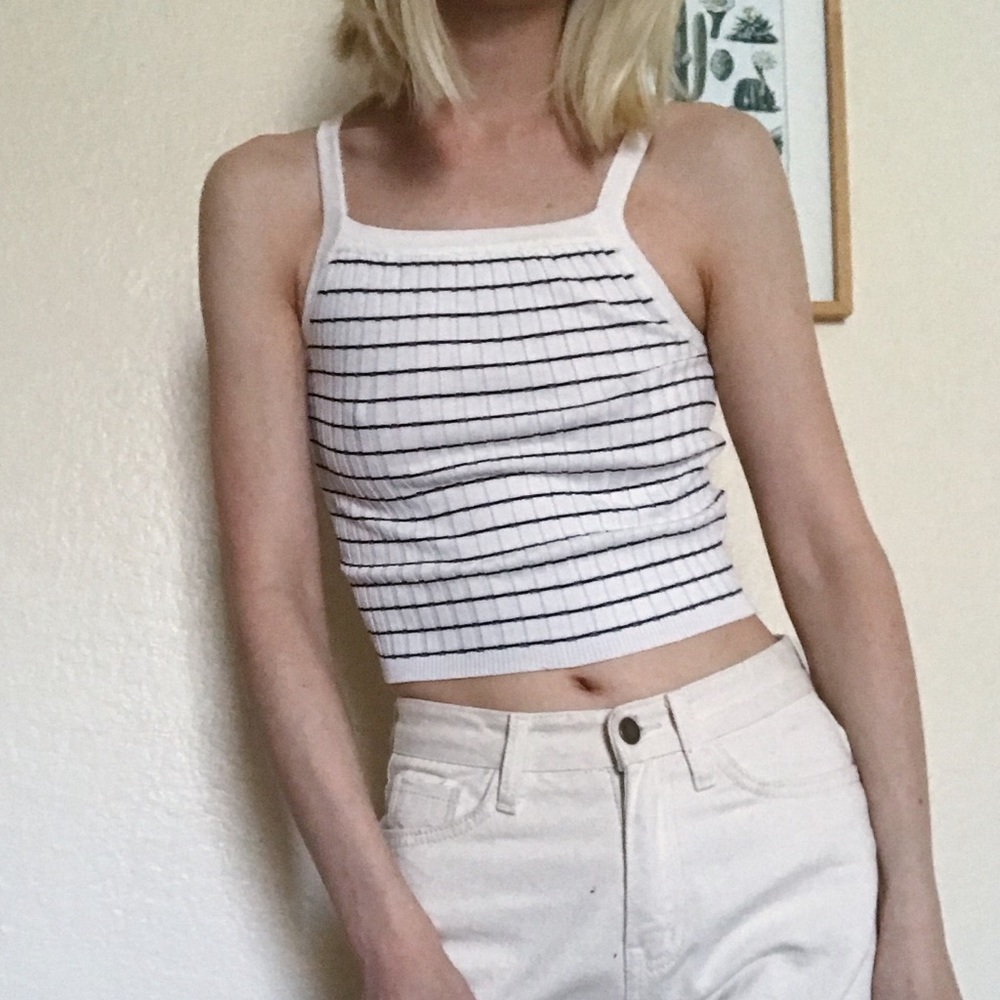 White and black striped tank top